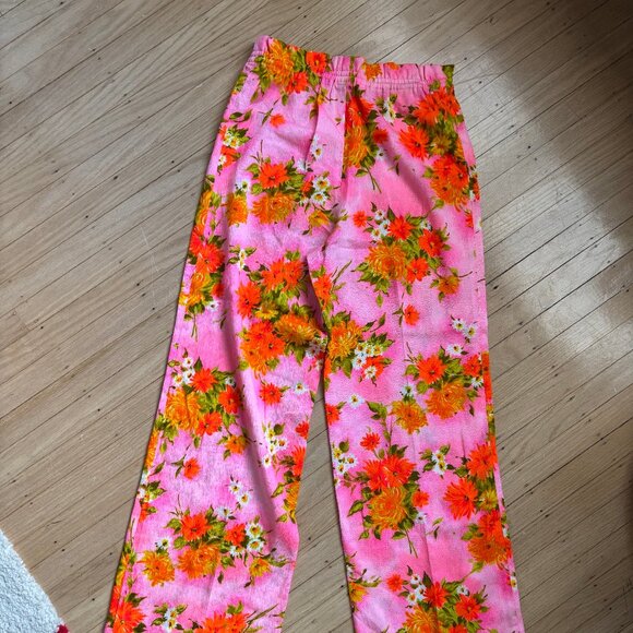 60s/60s Floral Flare Hand Sewn Vintage Trousers - Picture 4 of 6
